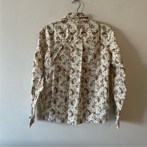 Frank & Eileen Cottage Floral Stripe Yellow Silvio Untuckable Shirt Superluxe S